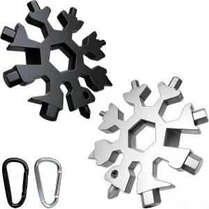 카라비너 스타킹 스터퍼가 포함된 2팩 18in1 스테인리스 스틸 스노우플레이크 멀티툴 남성용 흰색 코끼리