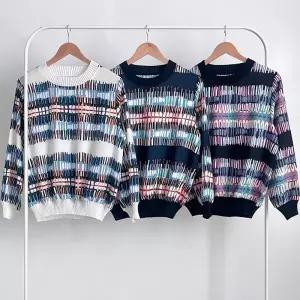 [다잇템] 여성 U넥 봄색상 벌룬 나염 블라우스