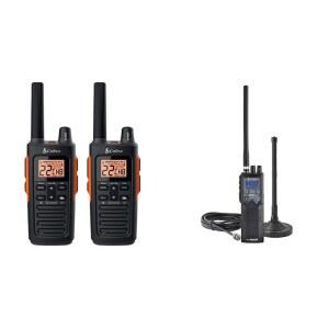 코브라 RX680 2와트 러기드 워키 토크 - 2팩 및 HHRT50 로드 트립 CB 라디오 - 긴급 라디오, 여행 필수품, 루프탑 마운트 안테나가 있는 양방향 핸드헬드 블랙 라디오