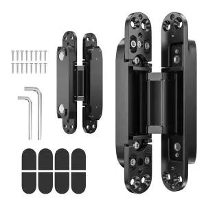 호환  문용 2팩 보이지 않는 힌지 140301502517728mm 아연 합금 180도 스윙 힌지 3방향 조절 버트 무음 도