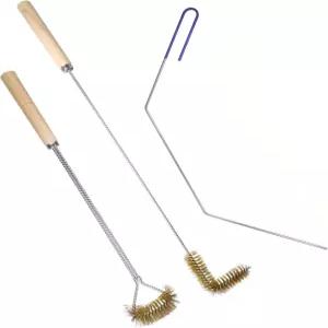 딥 프라이어 황동 L자형 브러시 청소봉 레스토랑용 롱 핸들 바스켓 에어 팻 포함된 3가지 PCS 도구