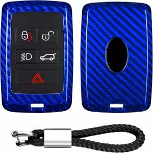 랜드로버 자동차 시리즈 키포브 보호 케이스와 호환되는 T-탄소 유리 섬유 커버 재규어 블루