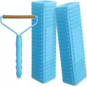 하니닥 3피스 헤어 리무버 도구 강아지 프로 실리콘 클리너 브러시 롤러 퍼즈 카펫 갈퀴 카 매트 소파