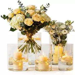 웨호마이 5pcs 유리 실린더 케이스는 센터피스용 클리어 플라워 웨딩 장식용 실내 홈 데코용 허리케인 캔들