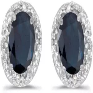 10 000 화이트 골드 타원형 이어 및 다이아몬드 귀걸이