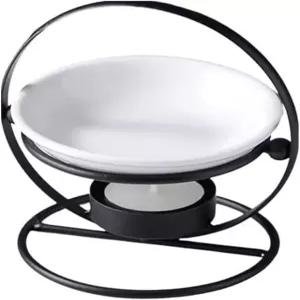 조절 가능한 높이 아로마테라피 캔들 워머 램프 세라믹 트레이가 있는 경철 오일 버너(블랙)