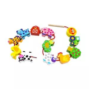 어린이 농장동물 실꿰기 우드모양블럭 비즈세트 공예