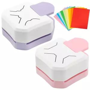 앵글 및 장식용 엣지 블레이드가 포함된 2Pc 3in1 코너 펀치 세트 사진 앨범 카드 스크랩북용 다기능 커터