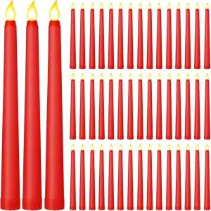 교회 결혼식 부활절 졸업 파티 장식을 위한 Funtery 48개의 불꽃 없는 LED 테이퍼 양초 배터리 작동식 대량