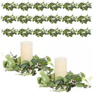 부활절 축제 홈 D Cor 실내 야외 결혼식 파티 액세서리를 위한 20개 장식용 양초 화환 작은 유칼립투스