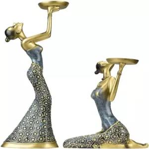 왕켄수 빈티지 추상 레이디 캔들 홀더 동상 조각 캔들스틱 홈 데코 액세서리