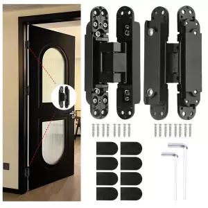 호환  2팩 140301502517728mm 도어용 보이지 않는 힌지 아연 합금 180도 스윙 힌지 3방향 조절 버트 무음