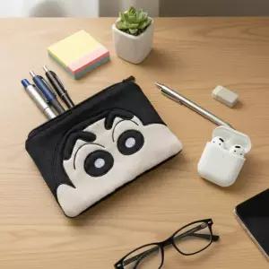 짱구 동전 지갑 필통 굿즈 납작 파우치 쿠션 소품 선물 흰둥이 무선 BB0378