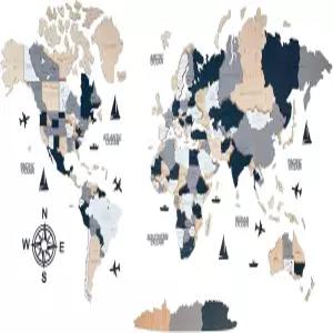 나무 세계 지도 3D 아트 대형 벽 장식 - 크기 M L XL 어떤 경우에도 선물할 수 있는 디어 가정 주방 또는