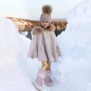 모피 자켓 캐시미어 밍크 트렌치 코트 두껍고 따뜻한 벨벳 칼라 후드 패션 울 여아용 핑크 가을 겨울 어린