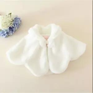 모피 자켓 캐시미어 밍크 트렌치 코트 공주 인조 망토 및 여아용 나비 매듭 디자인 겨울 웨딩 숄 티펫 볼레