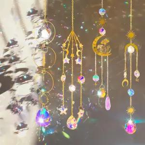 4조각 다채로운 크리스탈 선캐처 체인 달린 매달린 프리즘 레인보우 메이커 창문용 크리스마스 파티 결혼식