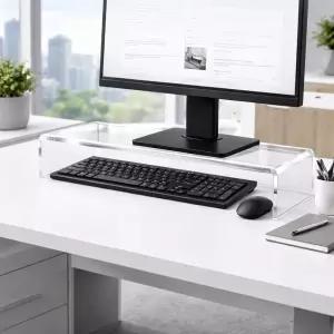 자파드 아크릴 모니터 스탠드 프리미엄 대형 라이저 20인치 크리스탈 클리어 컴퓨터 홈 오피스 프린터 TV