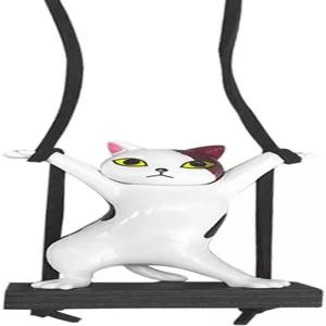 스윙 캣 카 미러 걸이 액세서리 재미있는 리어 뷰 참 펜던트 장식품 여성 남성용 귀여운 자동차 컬러풀