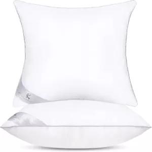 월요일 무스 던지기 베개 삽입물 흰색 연질 극세사 배관 디자인 2종 세트 침대용 사각 소파 2팩 18x18인치