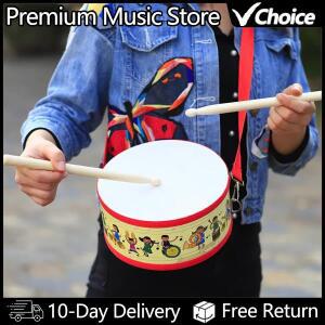 Orff 만화 핸드 드럼 타악기 휴대용 나무 양면 탬버린 어린이 교육 완구