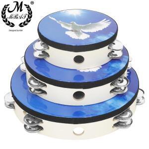 MMBAT 6/8/10인치 3개/세트 탬버린 평화의 나무 비둘기 핸드벨 드럼 타악기 Orff 벨