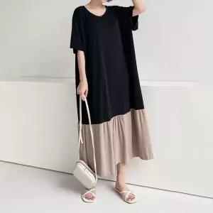 [하프클럽/나야홍]빅사이즈 604 데일리스판배색원피스 DGLL067