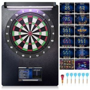 윌다츠 일렉트로닉 다트 보드 프로페셔널 나일론 터프 세그먼트 머신, 글로벌 네트워크 자동 채점 지원, 11.6인치 터치 스크린, LED 헤드램프, 소프트 100 팁 6개, 24.8인치 W x 35인치