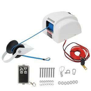 포그기이 전기 앵커 윈치, 보트 12볼트 모터 견인용 45파운드 윈치 무선 리모컨 및 100피트 로프, 로프 강도 700파운드