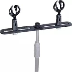 이중 마이크 홀더 스테레오 바 배열 간격 마운트 2 XY 및 ORTF 브래킷 수용 어댑터 포함 시 3/8인치