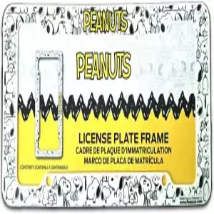 리틀 트리 방향제가 포함된 스누피 표현 번호판 프레임 번들 - 플라스틱 컬러 땅콩 디자인 유니버설 핏