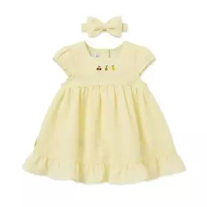 [압소바](강남점)(26년 S/S 백일,돌선물) 셔벗 원피스(헤어밴드)//A1325190(연노랑)