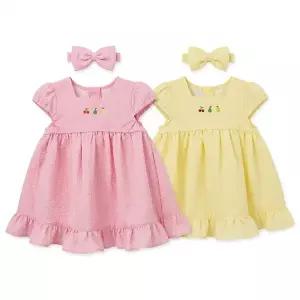 [압소바](본점)(26년 S/S 백일,돌,쌍둥이,자매선물) 셔벗 원피스(헤어밴드)//A1325190(연노랑+핑크)