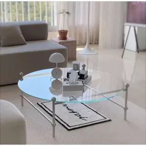 볼드글라스 테이블 좌식 원형 둥근 수납형 모던 강화유리 다리 액자 사이드
