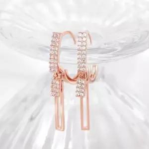 데일리귀걸이 골드필드 핀 큐빅 스틱 원터치링 귀걸이 14K