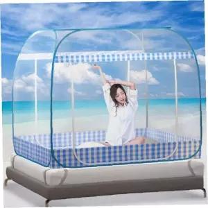 침실용 양문형 자동설치 방충망 돔형 구조 바닥일체형 통기성 메쉬 실내 수면공간