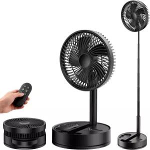 휴대용 스탠딩 진동 충전식 선풍기 - 침실용 8인치 8000mah 배터리 작동 USB 조용한 원격 접이식 받침대