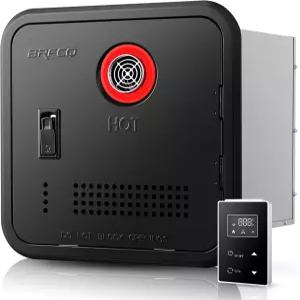 RV 탱크리스 온수기 65000 BTU 즉석 16x16인치 블랙 도어 및 리모컨 DC 12V CSA 인증 프로판 전원 모든