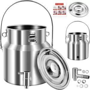 304 스테인리스 스틸 우유 캔 스피갓 1.3 갤런 5리터 냉장고 정수기 저그 디스펜서 밀크 와인 오일용 금속