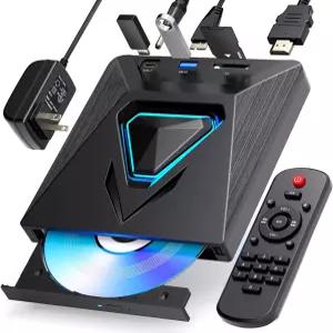 HDMI AV 출력 USB/TF 리더를 갖춘 TV-외부 미니 CD/DVD 드라이브용 6-in-1 플레이어 TV/모니터/PC/노트북용