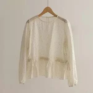 [하프클럽/]스진 플로럴 스트링 플레어 블라우스