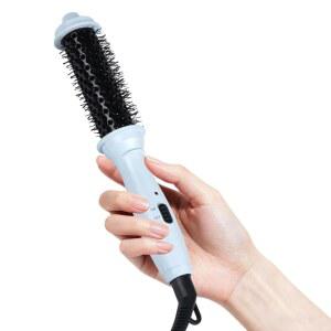 우피니 듀얼 전압 가열 원형 브러시, 볼륨 조절 및 작은 컬을 위한 미니 열 짧은 머리를 1인치 여행용 컬링 언, 파란색