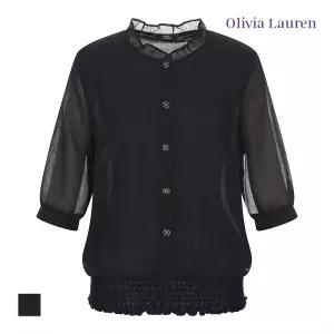 [올리비아로렌] 쉬폰 스모킹 브루종 블라우스_VOCNS5M6486