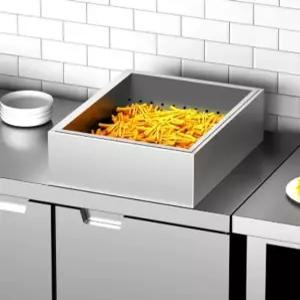 감자튀김 믹싱바트 냉동 웨지감자 소금뿌리는 통 프렌치 프라이어 작업대