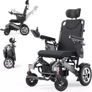 등받이 조절 가능한 리클라이닝 전동 휠체어(90°-140°) 12인치 합금 휠 헤비 듀티 5단 모빌리티 스쿠터