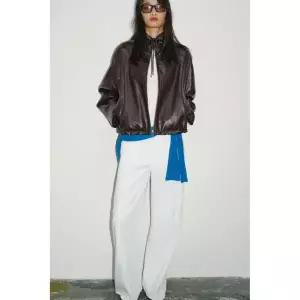 자라 ZARA 페이크 레더 후드 재킷 - 브라운 3747440