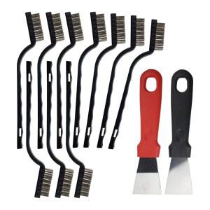 UtiliKey 미니 와이어 브러시, 10개 스테인리스 스틸 브러시 세트, 용접 슬래그, 먼지, 녹을 청소하는 스크래치 브러시, 작은 공간에서 청소하는 스티커 브러시.