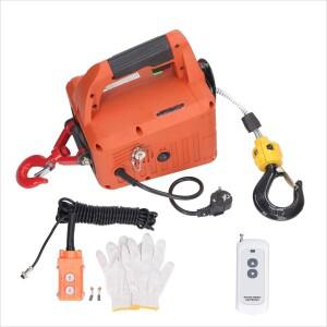 전기 호이스트 휴대용 전동 윈치 크레인(리모컨 포함) 500KG 용량 7.6M 최대 리프팅 높이 1500W