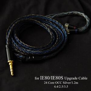 젠하이저 호환 IE80/IE80S 업그레이드 케이블용 24코어 은도금 OCC 3.5mm(마이크 및 4.4mm 밸런스 포함)