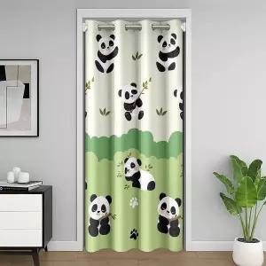 성 요정 귀여운 판다 대나무 문 커튼 선물 카와이 야생 동물 발문 침실 장식 그린 그라디언트 그래피티